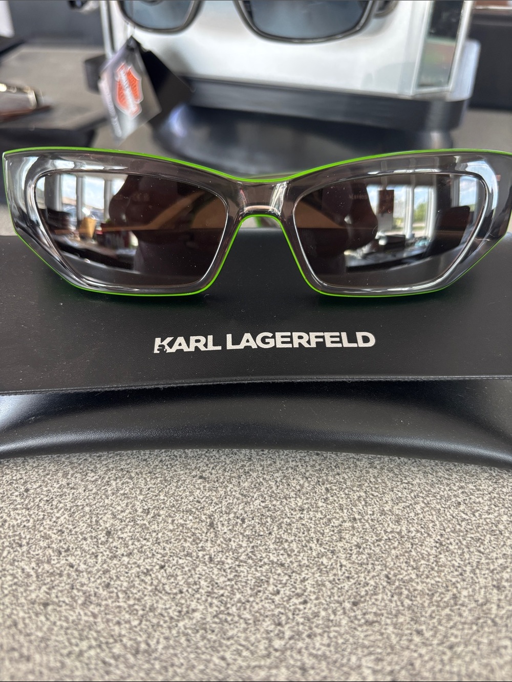 Karl Lagerfeld Black Frames with Green Accents Sunglasses